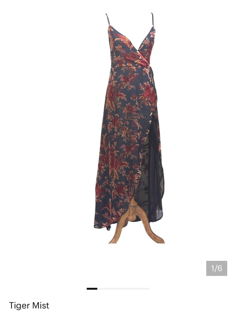 Tiger mist Floral Wrap Slip Dress with Side Slit - orange Floral